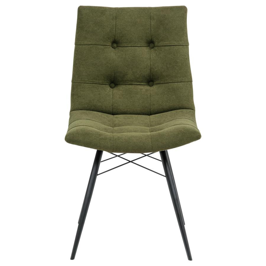 Aiken Fabric Upholstered Dining Side Chair Saddle Forest Green (Set of 4) - 110332FRT