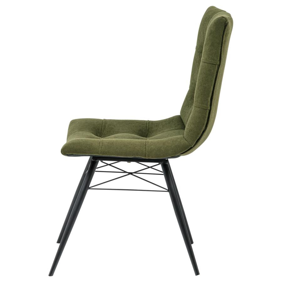 Aiken Fabric Upholstered Dining Side Chair Saddle Forest Green (Set of 4) - 110332FRT