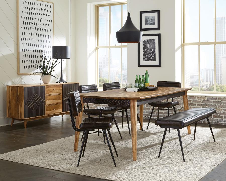 Partridge 6-piece Dining Set Natural Sheesham and Espresso - 110571-S6E