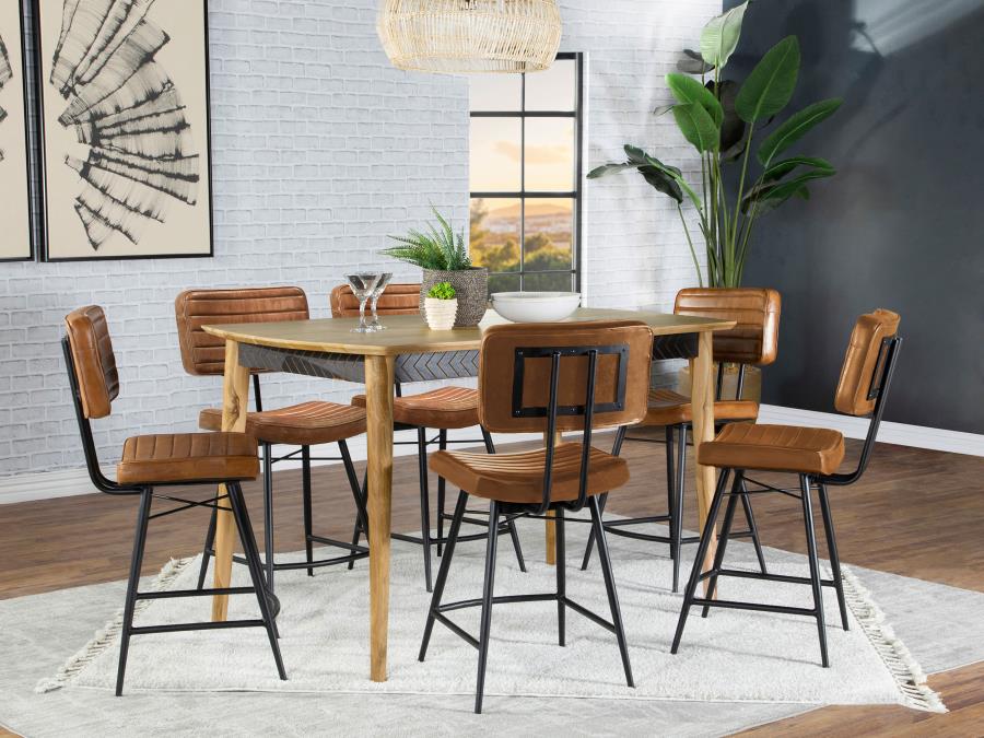Partridge 7-piece Counter Dining Set Sheesham and Camel - 110578-S7C