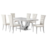 Kerwin 7-piece Rectangular Dining Table Set White and Chrome - 111101-S7W