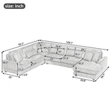 U - Shaped Sectional Sofa With Chaise Lounge, Oversized Living Room Sofa - Gray