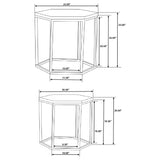 2 Piece Nesting Table With Hexagon Base - Brown