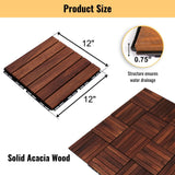 Interlocking Deck Tiles Striped Pattern, Waterproof Anti Mildew Brown
