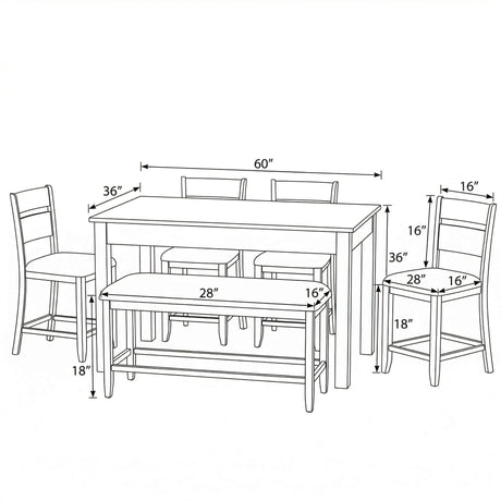 6 Piece Gathering Dining Set