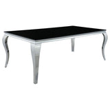 Carone 5-piece 81-inch Rectangular Black Glass Dining Set Grey - 115071-S5G