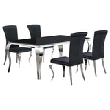 Carone 5-piece 81-inch Rectangular Black Glass Dining Set Black - 115071-S5