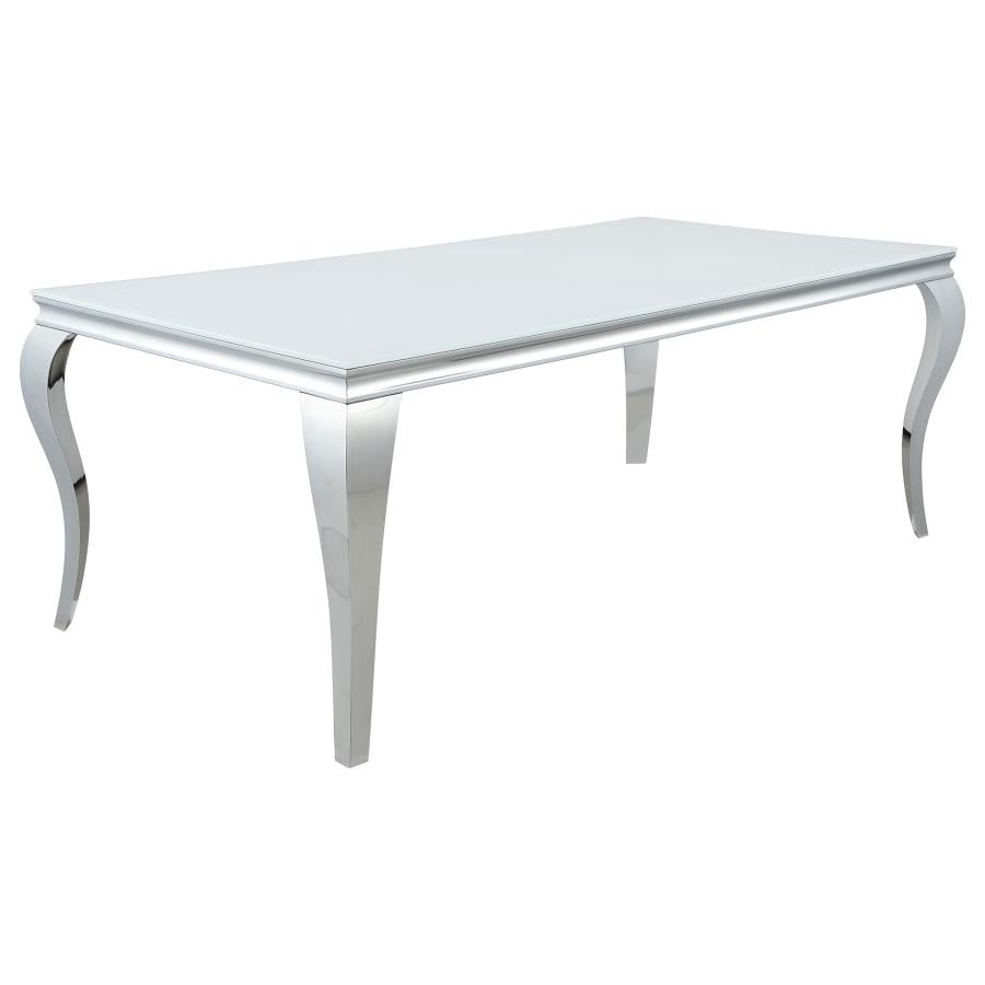 Carone 5-piece 81-inch Rectangular White Glass Dining Set Blue - 115081-S5B