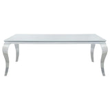Carone 5-piece 81-inch Rectangular White Glass Dining Set Teal - 115081-S5T
