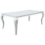 Carone 5-piece 81-inch Rectangular White Glass Dining Set Black - 115081-S5