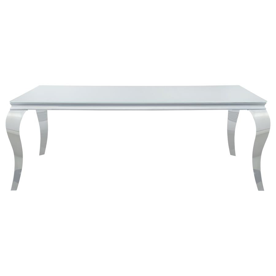 Carone 5-piece 81-inch Rectangular White Glass Dining Set Black - 115081-S5