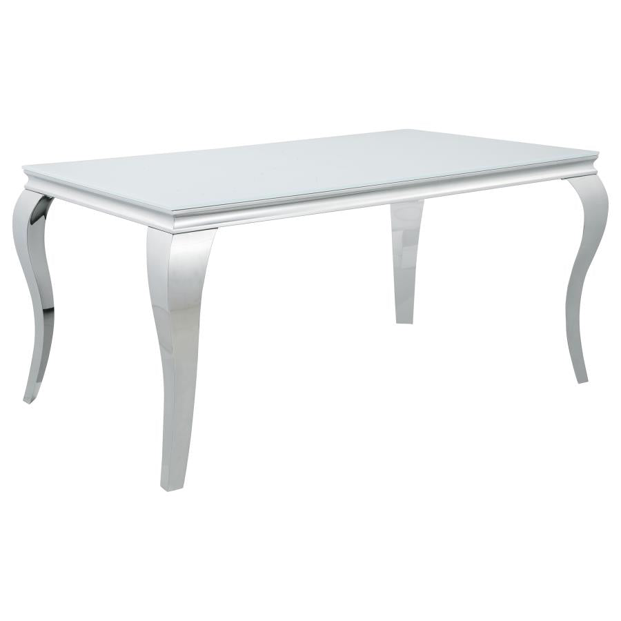 Carone 5-piece 61-inch Rectangular White Glass Dining Set Blue - 115091-S5B