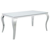 Carone 5-piece 61-inch Rectangular White Glass Dining Set Blue - 115091-S5B