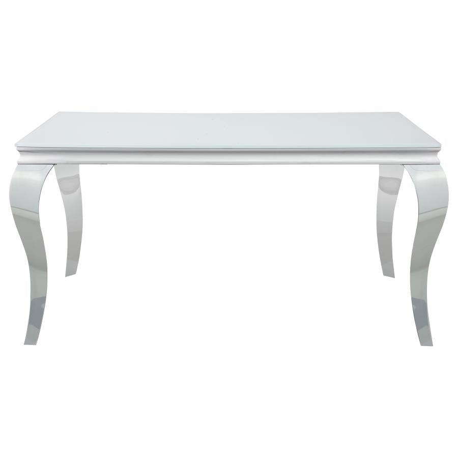 Carone 5-piece 61-inch Rectangular White Glass Dining Set Blue - 115091-S5B