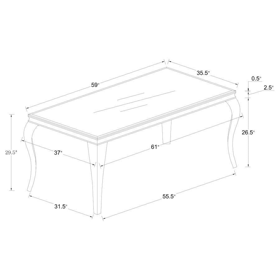 Carone 5-piece 61-inch Rectangular White Glass Dining Set Blue - 115091-S5B