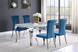 Carone 5-piece 61-inch Rectangular White Glass Dining Set Teal - 115091-S5T