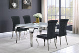 Carone 5-piece 61-inch Rectangular White Glass Dining Set Black - 115091-S5