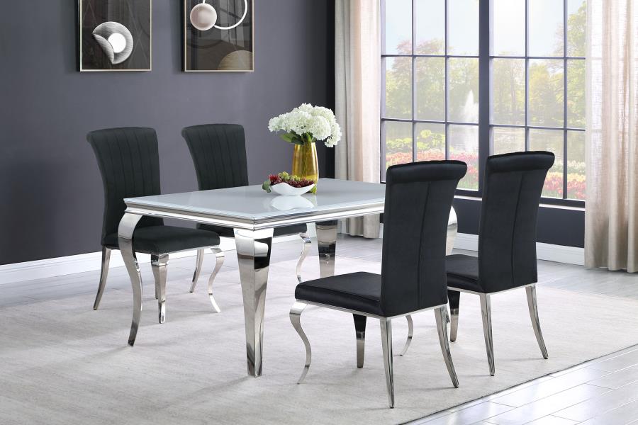 Carone Rectangular 61-inch Glass Top Dining Table White - 115091
