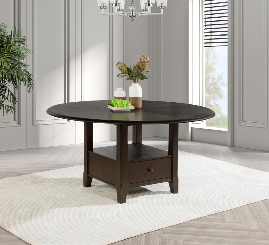Twyla 60-inch Round Dining Table with Drawer Dark Cocoa - 115100