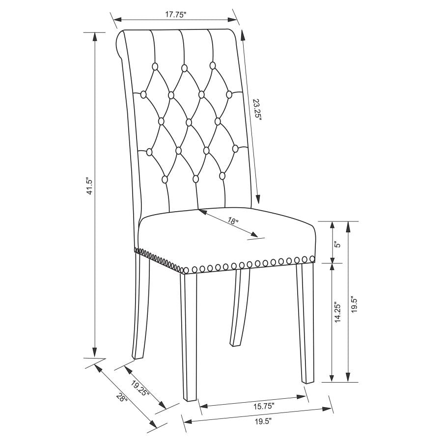 Alana Velvet Upholstered Dining Side Chair Brown (Set of 2) - 115172