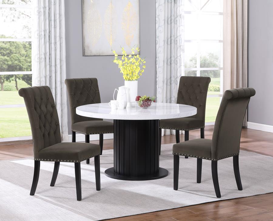 Alana Velvet Upholstered Dining Side Chair Brown (Set of 2) - 115172