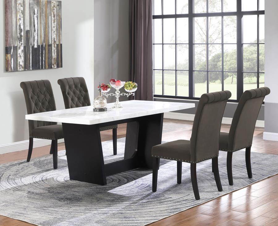 Alana Velvet Upholstered Dining Side Chair Brown (Set of 2) - 115172