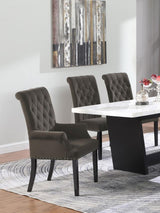 Alana Velvet Upholstered Dining Arm Chair Brown - 115173