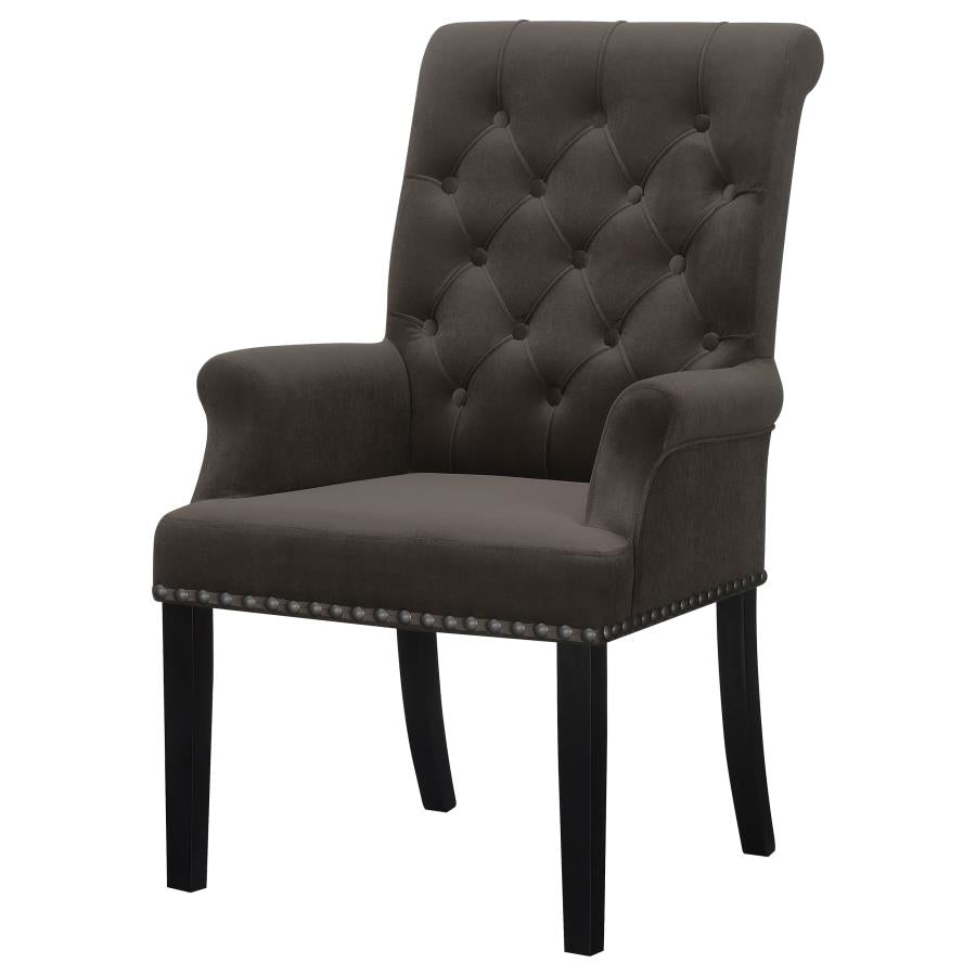 Alana Velvet Upholstered Dining Arm Chair Brown - 115173