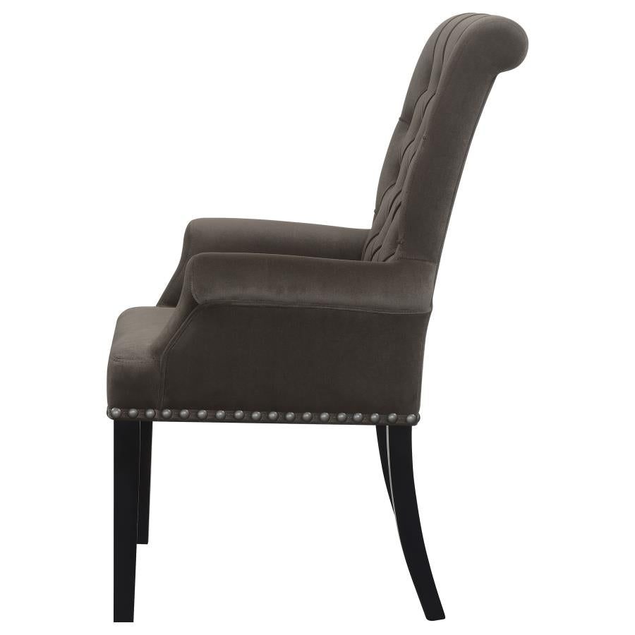Alana Velvet Upholstered Dining Arm Chair Brown - 115173