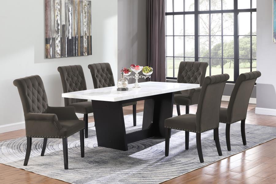 Alana Velvet Upholstered Dining Arm Chair Brown - 115173