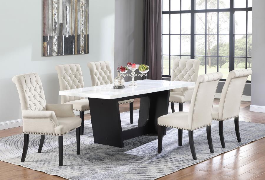 Alana Velvet Upholstered Dining Arm Chair Sand - 115183