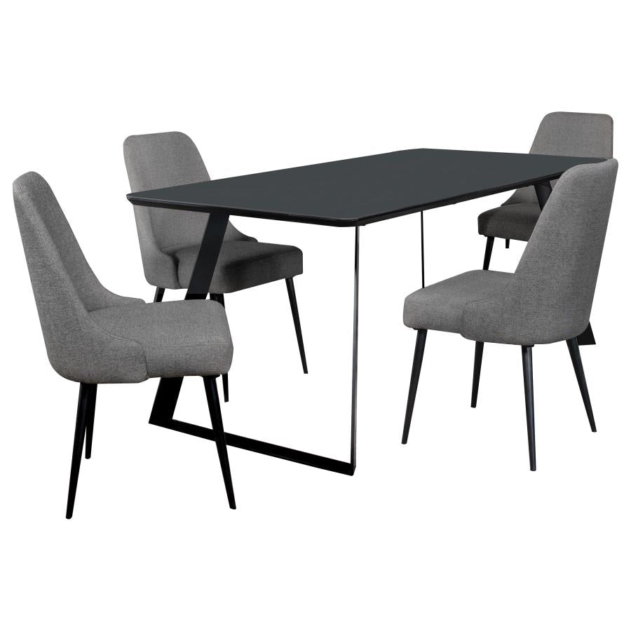 Smith 5-piece Rectangular Ceramic Top Dining Table Set Black - 115231-S5
