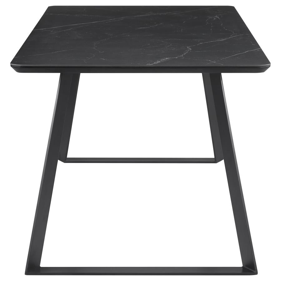 Smith 5-piece Rectangular Ceramic Top Dining Table Set Black - 115231-S5