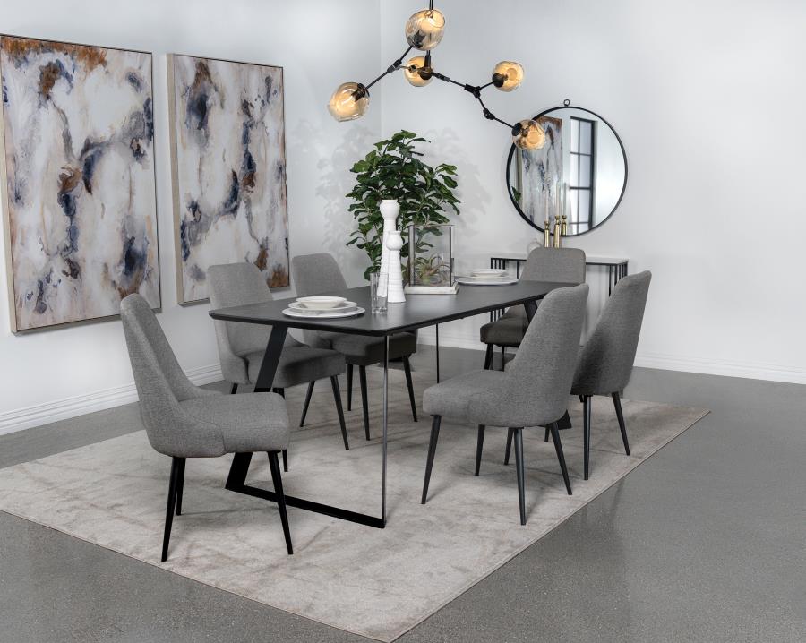 Smith 7-piece Rectangular Ceramic Top Dining Table Set Black - 115231-S7