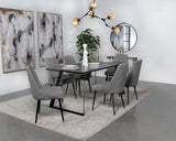 Smith 7-piece Rectangular Ceramic Top Dining Table Set Black - 115231-S7
