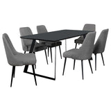 Smith 7-piece Rectangular Ceramic Top Dining Table Set Black - 115231-S7