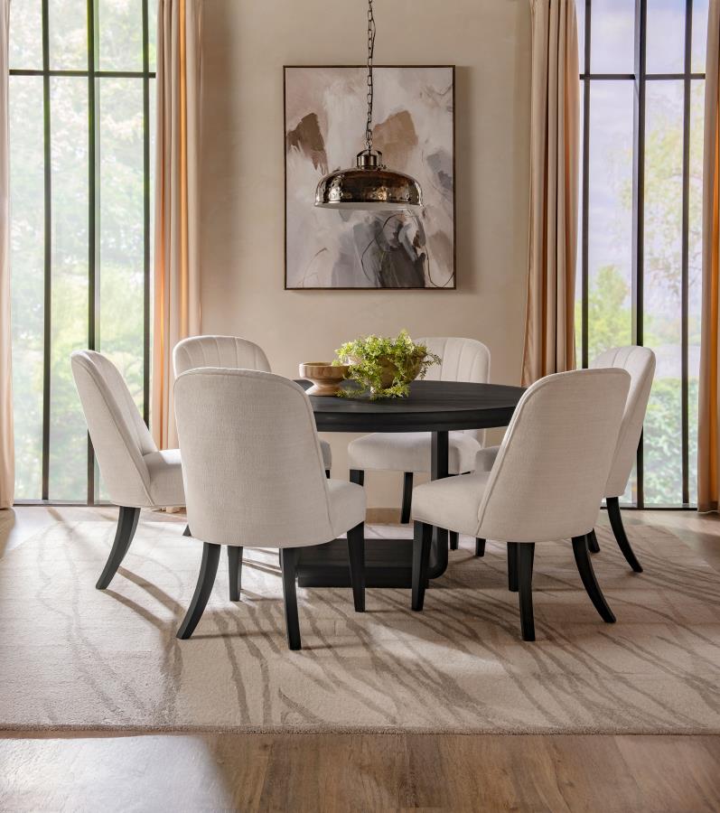 Leandro 60-inch Round Dining Table Burnished Black - 115390