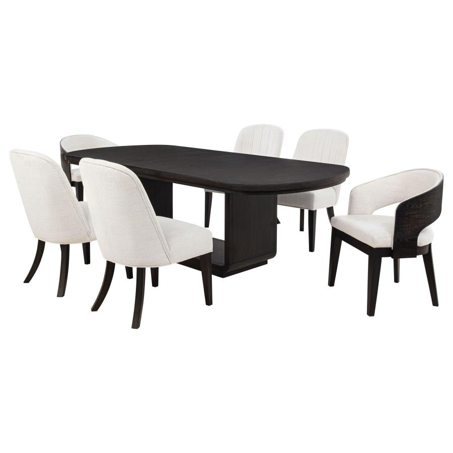 Leandro 7-piece Rectangular Dining Table Set Burnished Black - 115391-S7
