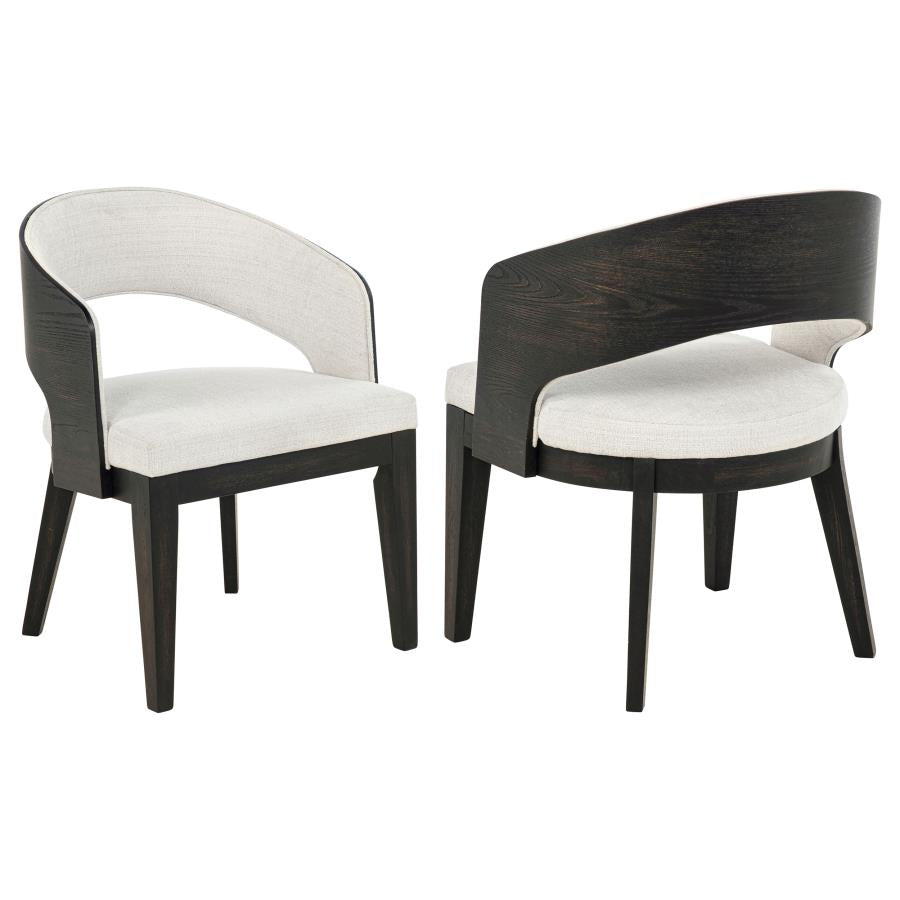 Leandro Upholstered Dining Arm Chair Cream (Set of 2) - 115393