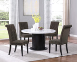 Sherry 5-piece Round Marble Top Dining Table Set Brown - 115490-S5BV