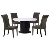 Sherry 5-piece Round Marble Top Dining Table Set Brown - 115490-S5BV