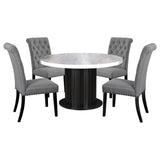 Sherry 5-piece Round Marble Top Dining Table Set Grey - 115490-S5G