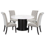 Sherry 5-piece Round Marble Top Dining Table Set Sand - 115490-S5S