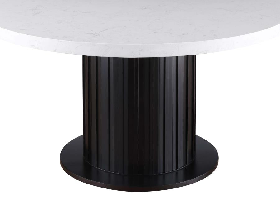 Sherry 5-piece Round Marble Top Dining Table Set Sand - 115490-S5S