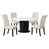 Sherry 5-piece Round Marble Top Dining Table Set Beige - 115490-S5