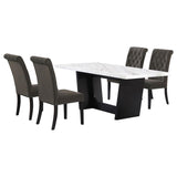 Sherry 5-piece Rectangular Marble Top Dining Table Set Brown - 115511-S5BV