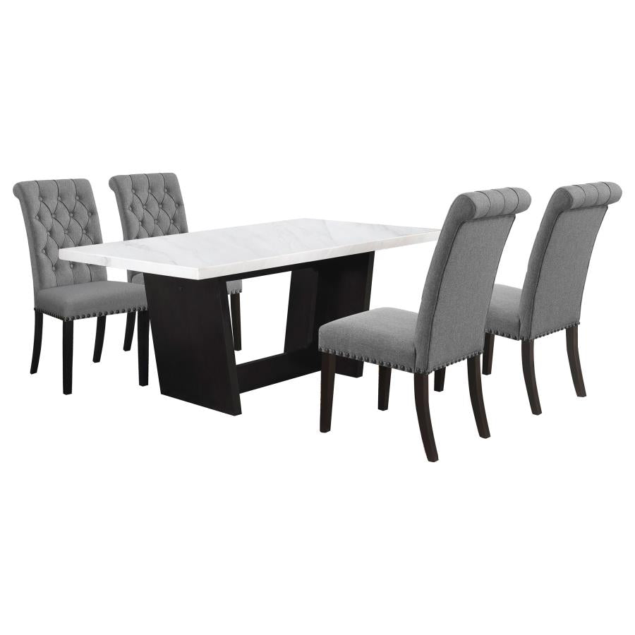 Sherry 5-piece Rectangular Marble Top Dining Table Set Grey - 115511-S5G