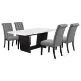 Sherry 5-piece Rectangular Marble Top Dining Table Set Grey - 115511-S5G