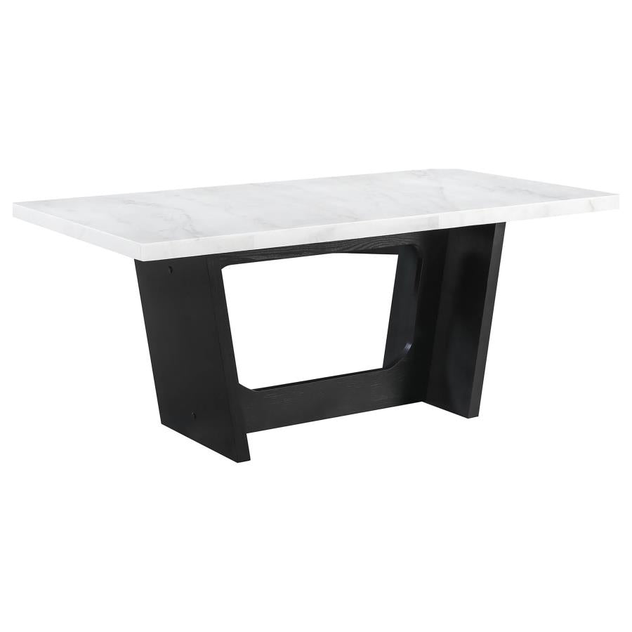 Sherry 5-piece Rectangular Marble Top Dining Table Set Grey - 115511-S5G