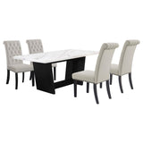 Sherry 5-piece Rectangular Marble Top Dining Table Set Sand - 115511-S5S